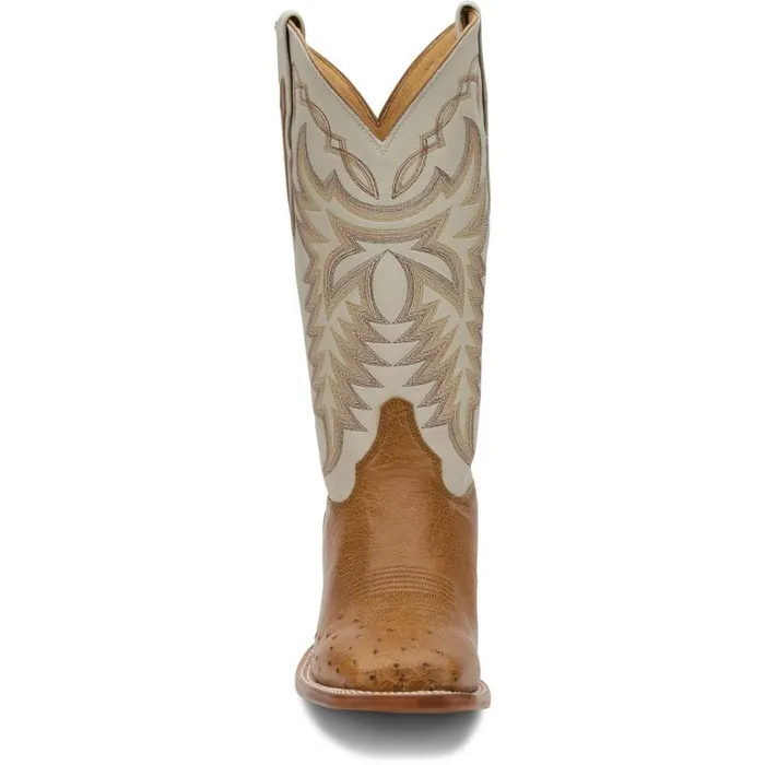 Western Men Justin Boots Pascoe 13034 Smooth Ostrich Western Boots Antique Saddle 040tan041