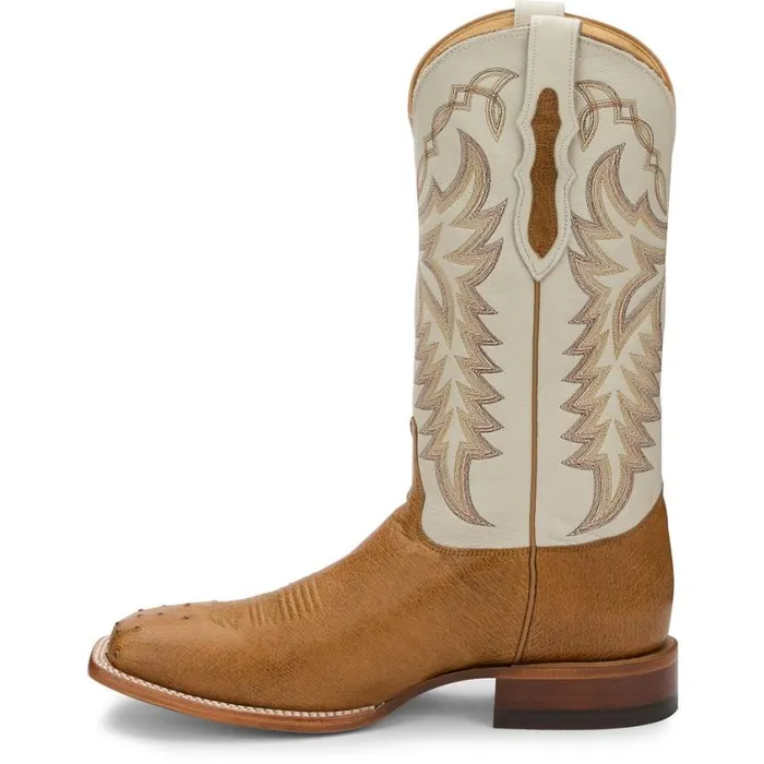 Western Men Justin Boots Pascoe 13034 Smooth Ostrich Western Boots Antique Saddle 040tan041