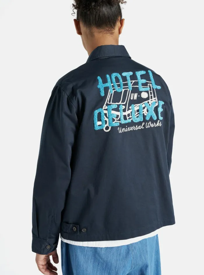 Windcheater In Navy Embroidered Twill Men Universal Works Jackets