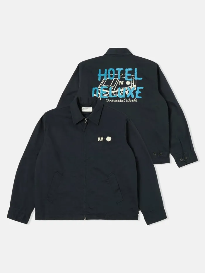 Windcheater In Navy Embroidered Twill Men Universal Works Jackets