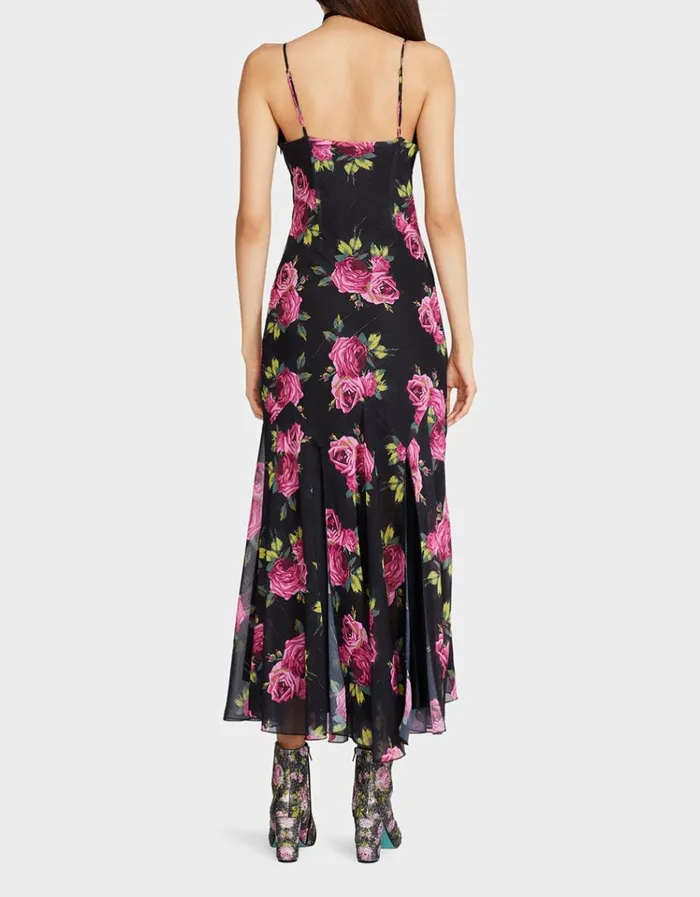Women ADDISON MIDI DRESS PINK ROSE BLACK MULTI Black Multi Betsey Johnson