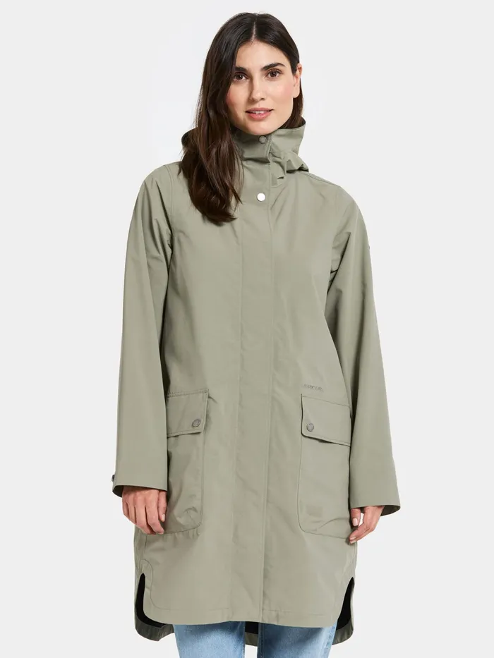 Women Adria Parka Mistel Green Didriksons Spring Jackets