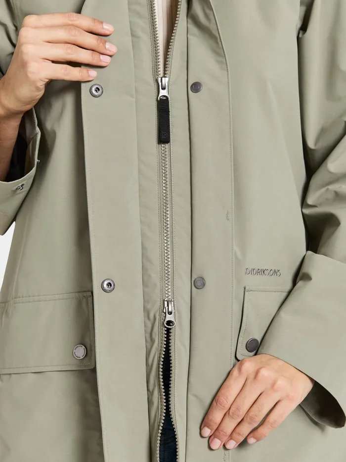Women Adria Parka Mistel Green Didriksons Spring Jackets
