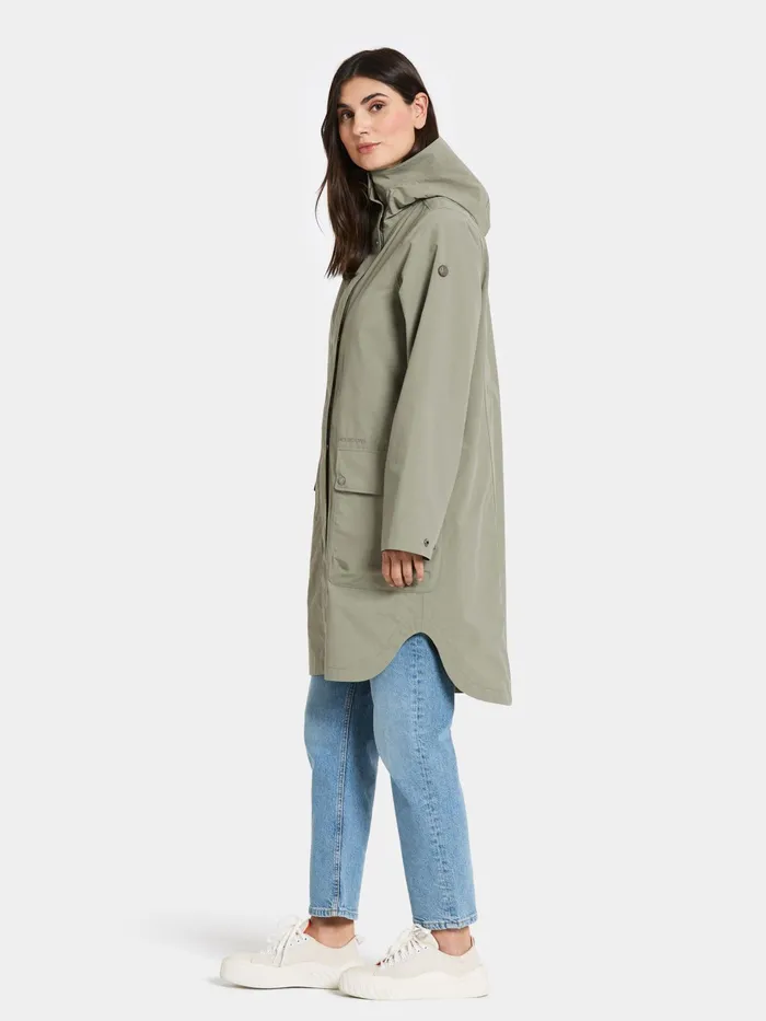 Women Adria Parka Mistel Green Didriksons Spring Jackets