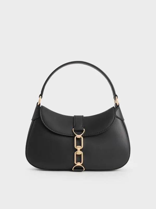 Women Agatha ChainAccent Hobo Bag 8211 Black CHARLES and KEITH Hobo Bags