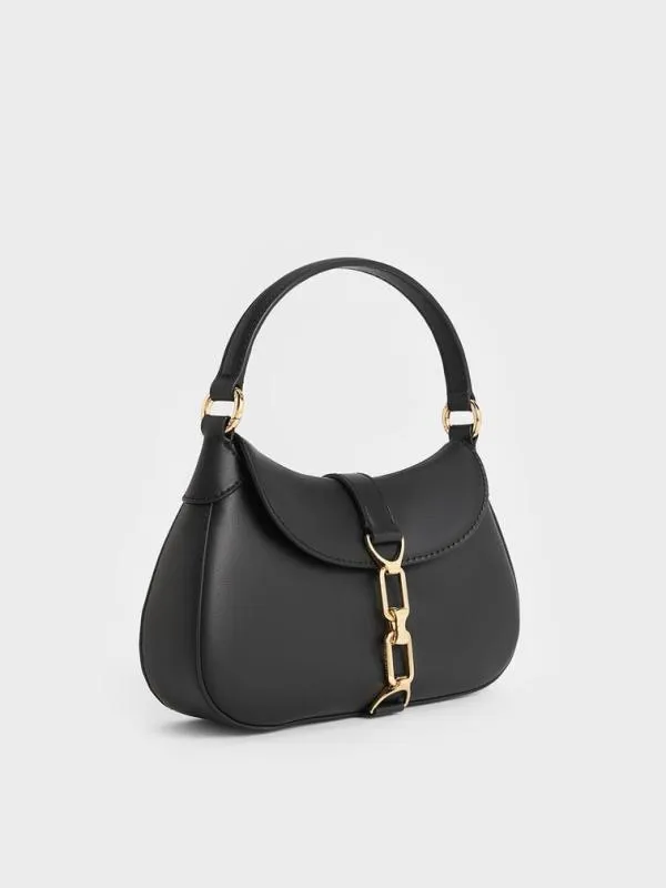 Women Agatha ChainAccent Hobo Bag 8211 Black CHARLES and KEITH Hobo Bags