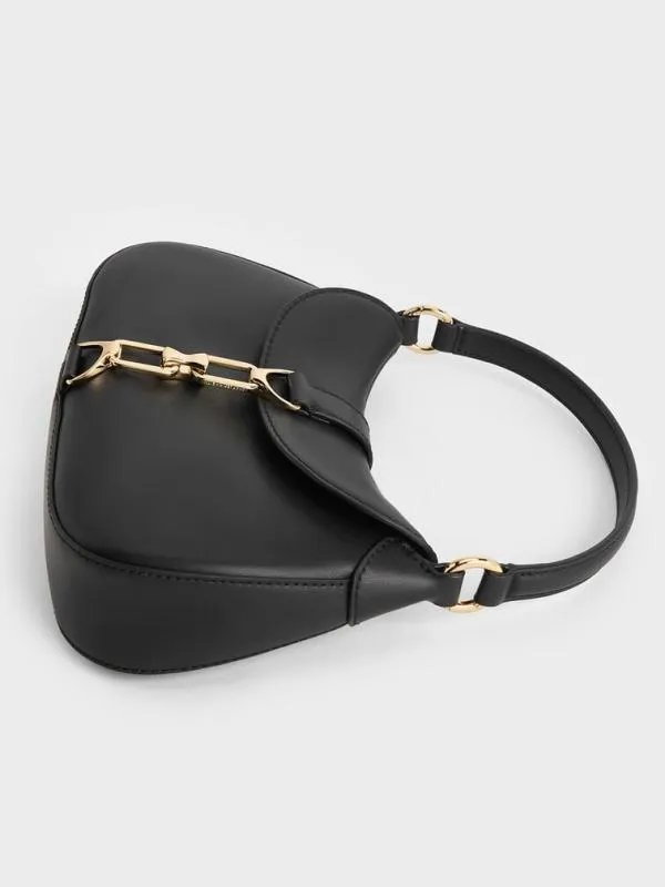 Women Agatha ChainAccent Hobo Bag 8211 Black CHARLES and KEITH Hobo Bags