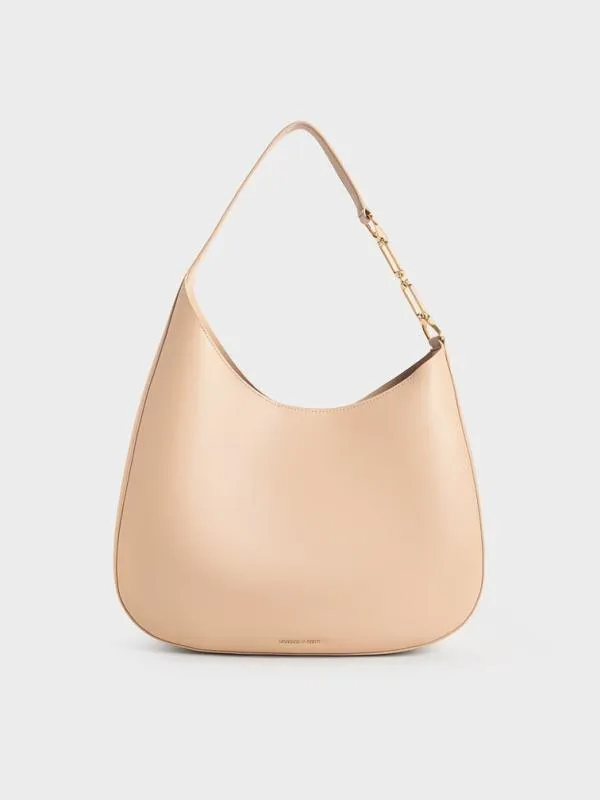 Women Agatha ChainAccent Slouchy Hobo Bag 8211 Beige CHARLES and KEITH Hobo Bags Women Agatha ChainAccent Slouchy Hobo Bag 8211 Beige CHARLES and KEITH Hobo Bags
