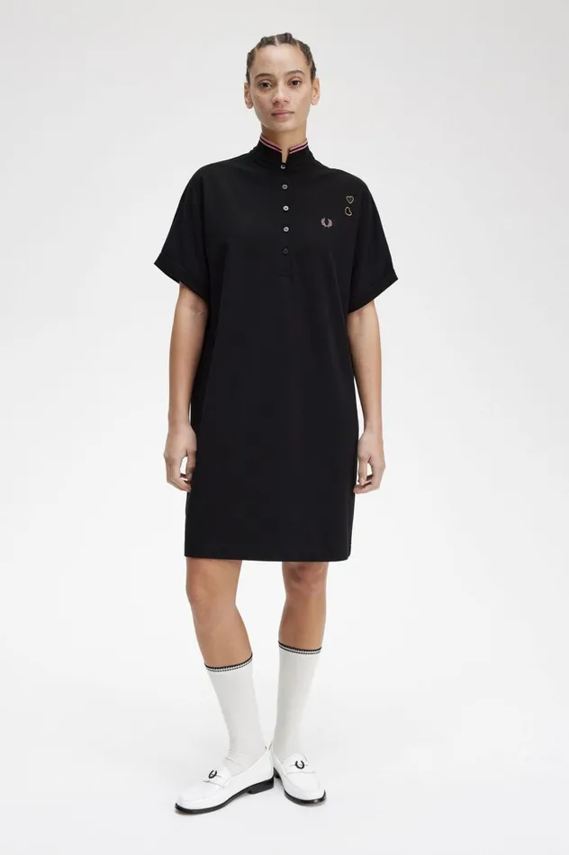 Women Amy Winehouse FoundationTipped Piqu Shirt Dress Black Fred Perry Dresses Women Amy Winehouse FoundationTipped Piqu Shirt Dress Black Fred Perry Dresses