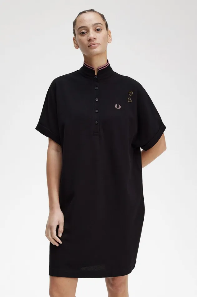 Women Amy Winehouse FoundationTipped Piqu Shirt Dress Black Fred Perry Dresses Women Amy Winehouse FoundationTipped Piqu Shirt Dress Black Fred Perry Dresses
