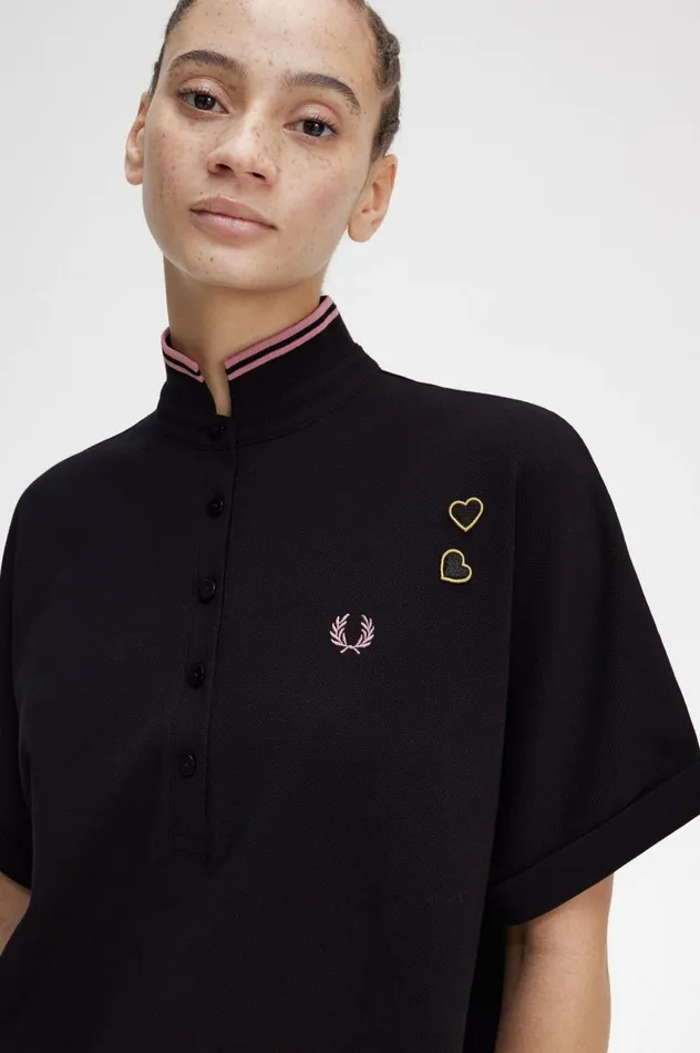 Women Amy Winehouse FoundationTipped Piqu Shirt Dress Black Fred Perry Dresses Women Amy Winehouse FoundationTipped Piqu Shirt Dress Black Fred Perry Dresses