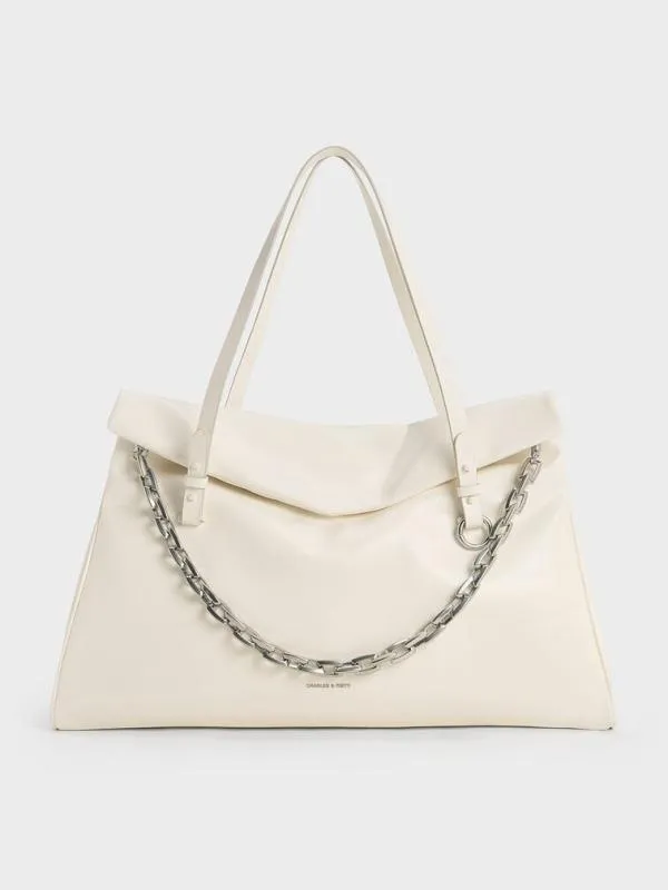 Women Andromeda ChunkyChain Trapeze Xl Tote Bag 8211 Cream CHARLES and KEITH Slouchy Bags Women Andromeda ChunkyChain Trapeze Xl Tote Bag 8211 Cream CHARLES and KEITH Slouchy Bags