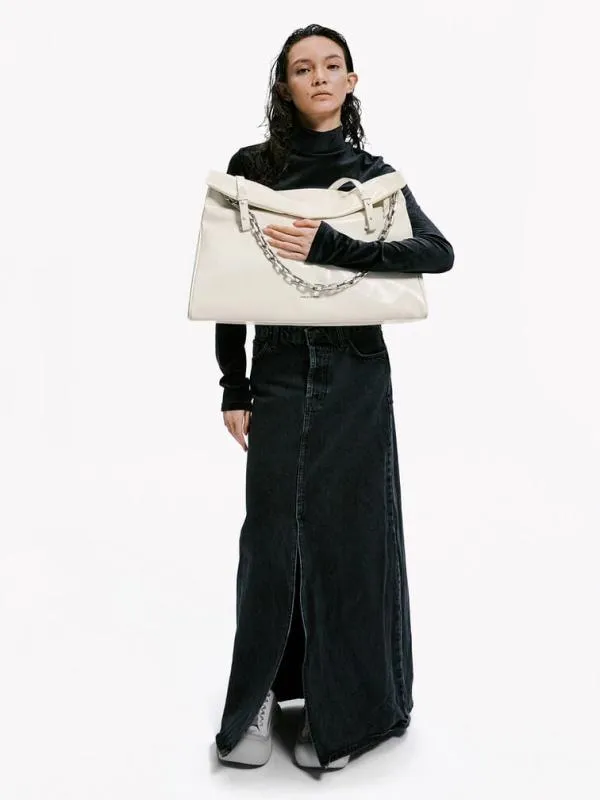 Women Andromeda ChunkyChain Trapeze Xl Tote Bag 8211 Cream CHARLES and KEITH Slouchy Bags