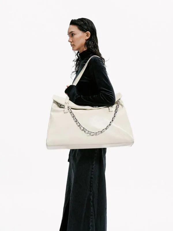 Women Andromeda ChunkyChain Trapeze Xl Tote Bag 8211 Cream CHARLES and KEITH Slouchy Bags