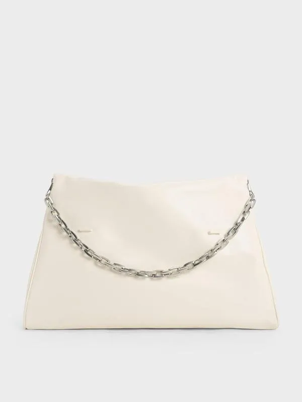Women Andromeda ChunkyChain Trapeze Xl Tote Bag 8211 Cream CHARLES and KEITH Slouchy Bags