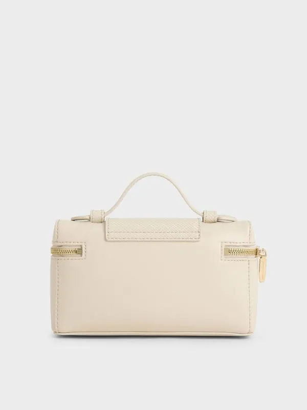 Women Arwen Top Handle Vanity Bag 8211 Beige CHARLES and KEITH Top Handle Bags