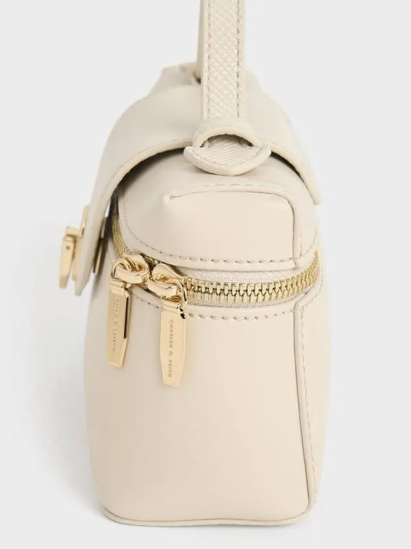 Women Arwen Top Handle Vanity Bag 8211 Beige CHARLES and KEITH Top Handle Bags