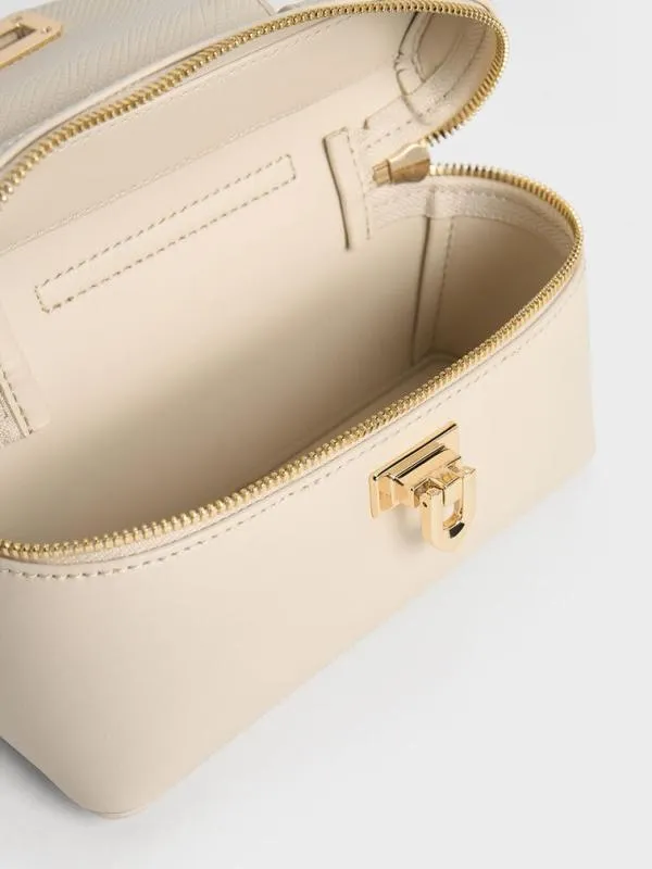Women Arwen Top Handle Vanity Bag 8211 Beige CHARLES and KEITH Top Handle Bags