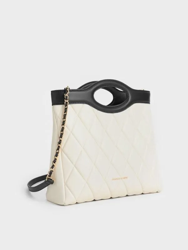 Women Arwen TwoTone Quilted CurvedHandle Bag 8211 Multi CHARLES and KEITH Tote Bags