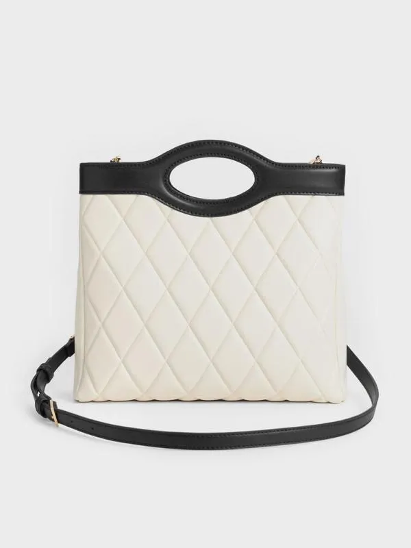 Women Arwen TwoTone Quilted CurvedHandle Bag 8211 Multi CHARLES and KEITH Tote Bags