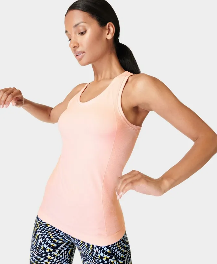 Women Athlete Seamless Gym Vest Sorbet Pink Sweaty Betty Vest Tops