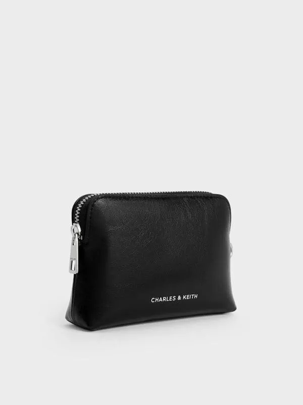 Women Atwood CrinkleEffect ChainHandle Pouch 8211 Noir CHARLES and KEITH Wristlets and Pouches