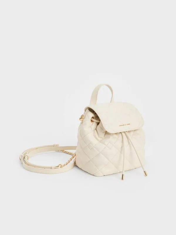 Women Aubrielle Quilted Backpack 8211 Cream CHARLES and KEITH Backpacks