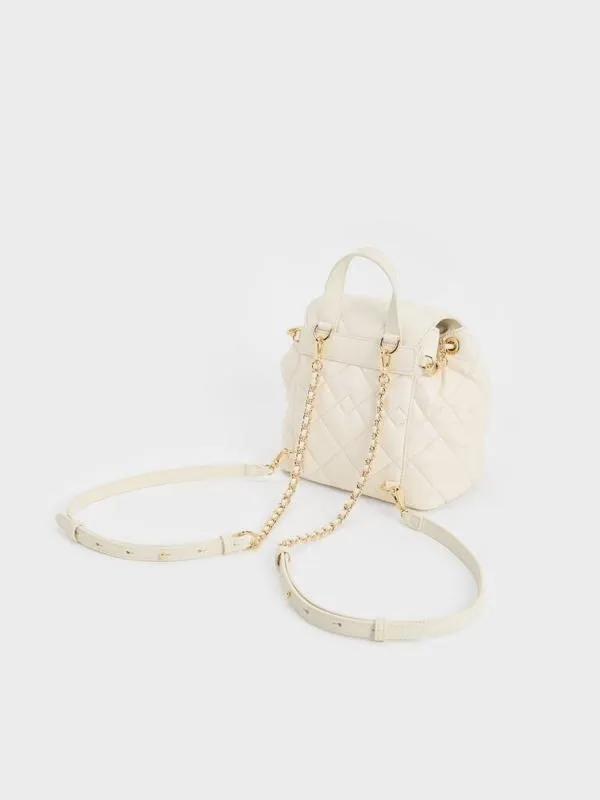 Women Aubrielle Quilted Backpack 8211 Cream CHARLES and KEITH Backpacks