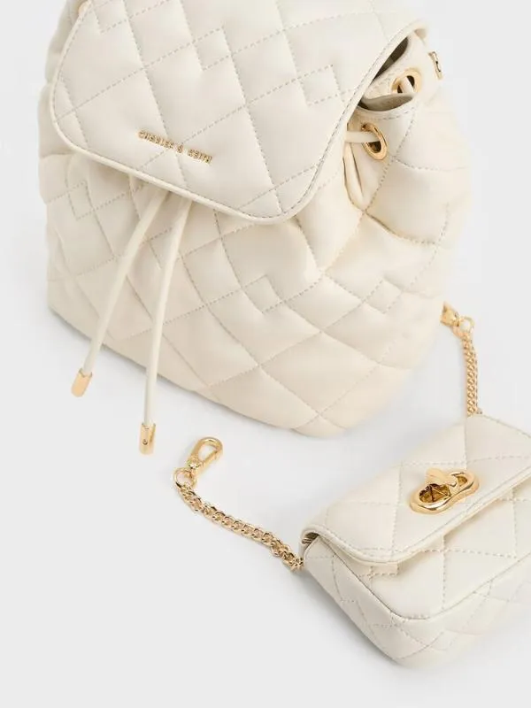 Women Aubrielle Quilted Backpack 8211 Cream CHARLES and KEITH Backpacks
