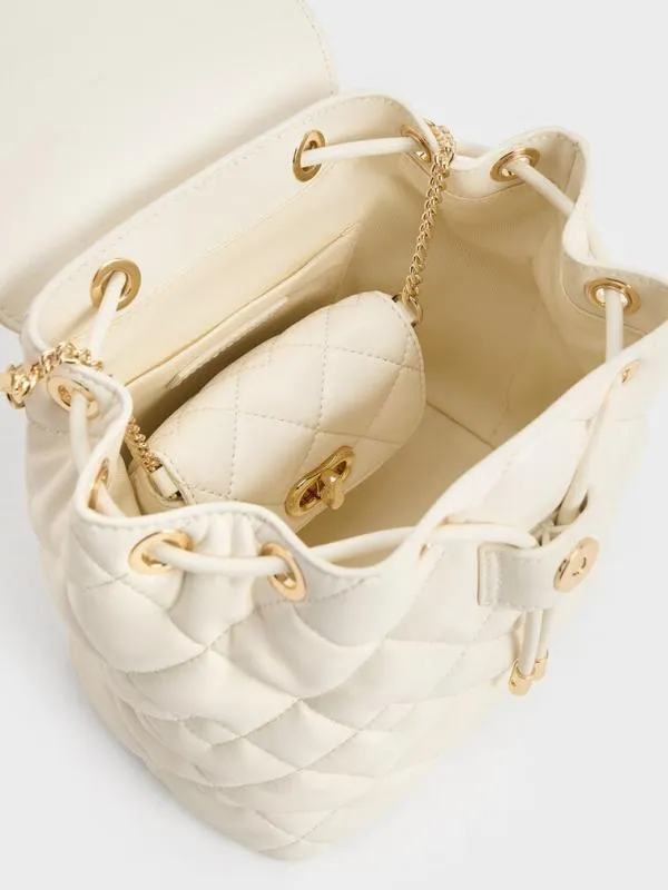 Women Aubrielle Quilted Backpack 8211 Cream CHARLES and KEITH Backpacks