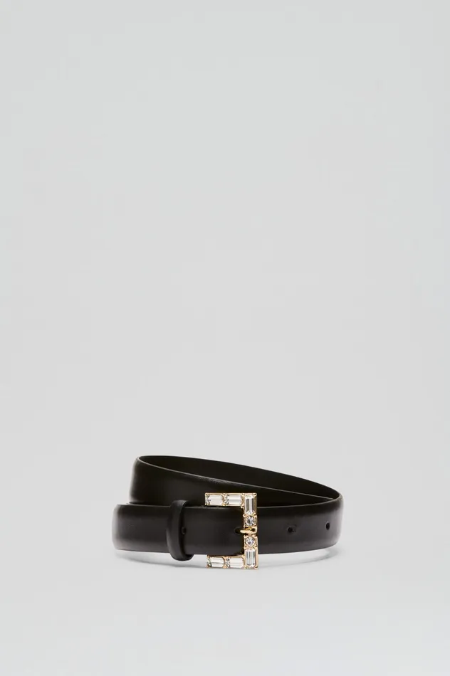 Women Belts Scanlan Theodore STRASS BUCKLE BELT 25 BLACK Women Belts Scanlan Theodore STRASS BUCKLE BELT 25 BLACK