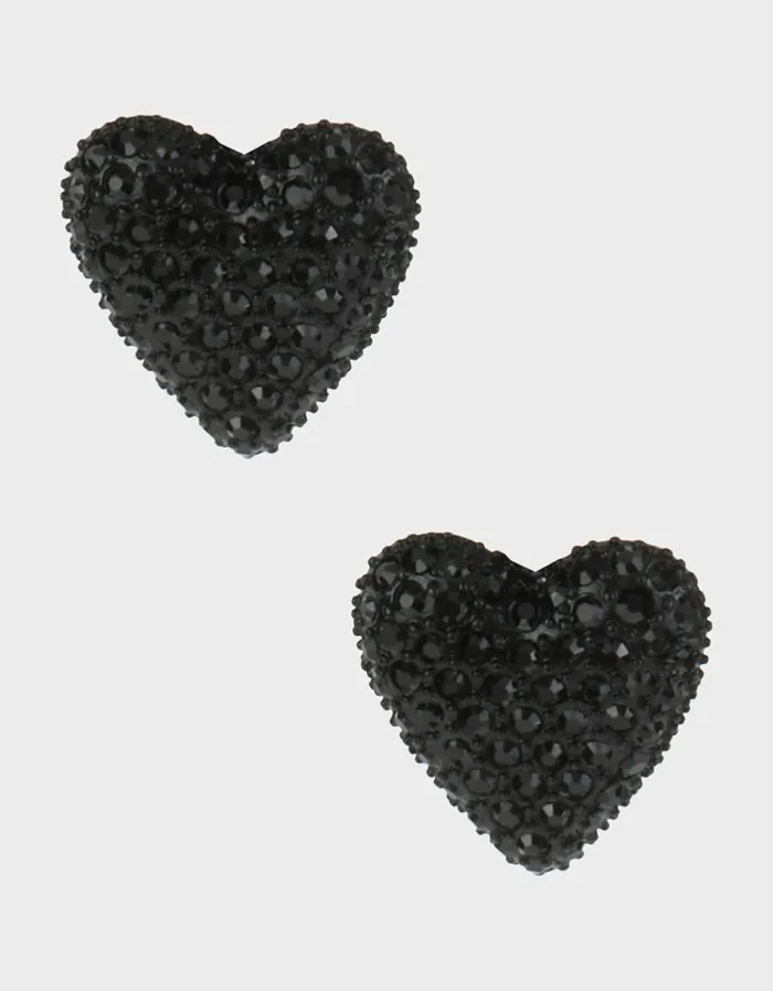 Women BETSEYS BLACK HEART STUDS BLACK Betsey Johnson