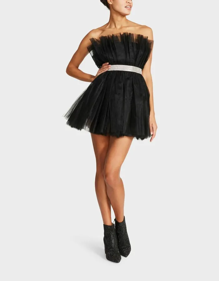Women BETSEYS BLING TULLE DRESS BLACK Black Betsey Johnson