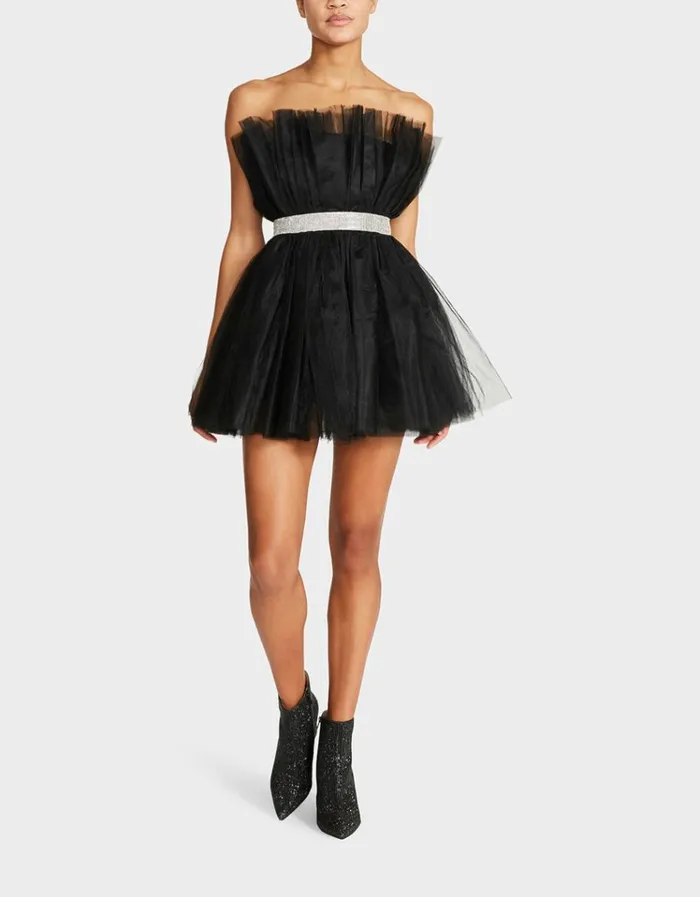 Women BETSEYS BLING TULLE DRESS BLACK Black Betsey Johnson