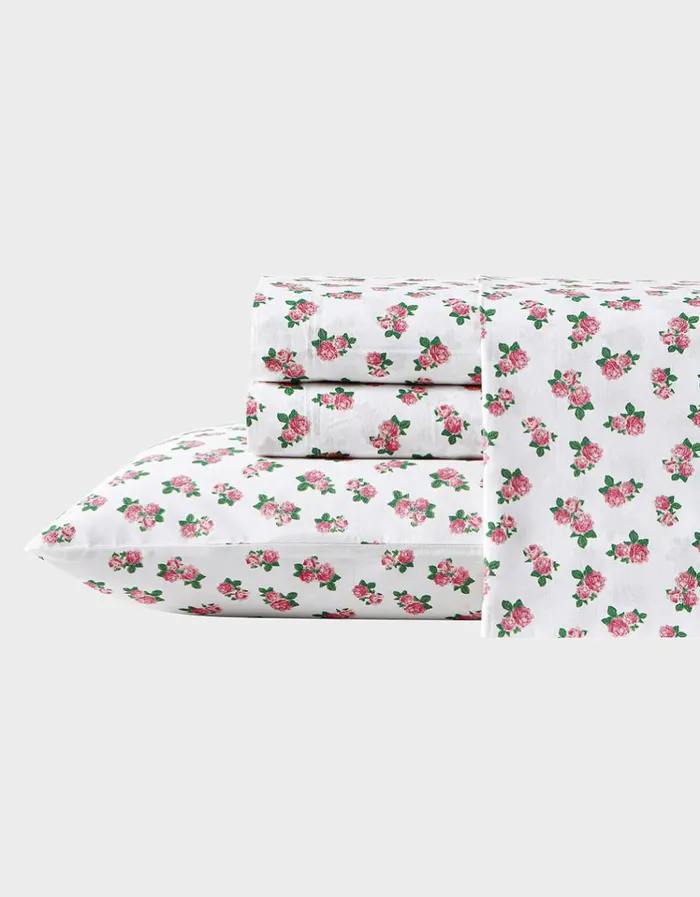 Women BETSEYS TINY PINK ROSES FULL SHEET SET MULTI Betsey Johnson