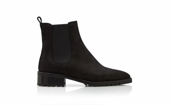 Women Black Suede Chelsea Boots Manolo Blahnik Boots