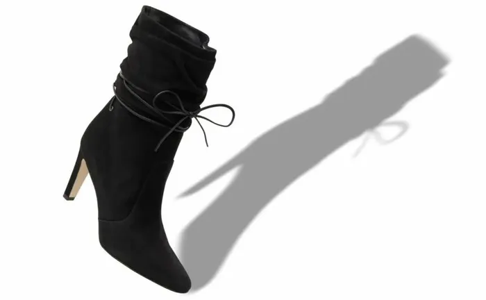Women Black Suede Slouchy Ankle Boots Manolo Blahnik Boots