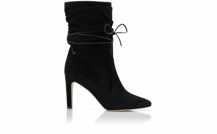 Women Black Suede Slouchy Ankle Boots Manolo Blahnik Boots