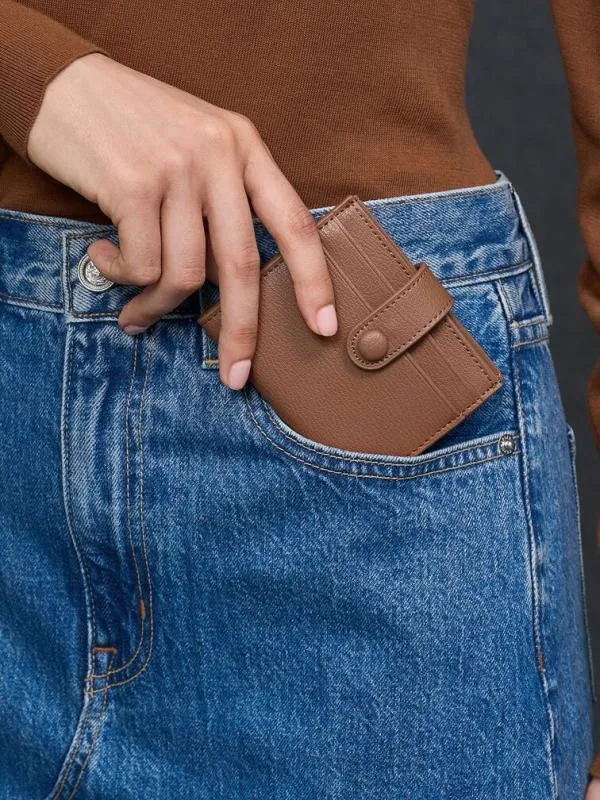 Women Bliss Snap Button Card Holder 8211 Chocolate CHARLES and KEITH Card Holders