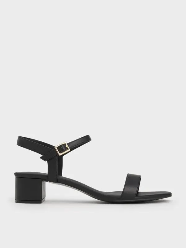 Women Block Heel AnkleStrap Sandals 8211 Black CHARLES and KEITH Heels
