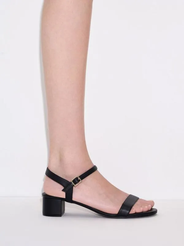 Women Block Heel AnkleStrap Sandals 8211 Black CHARLES and KEITH Heels