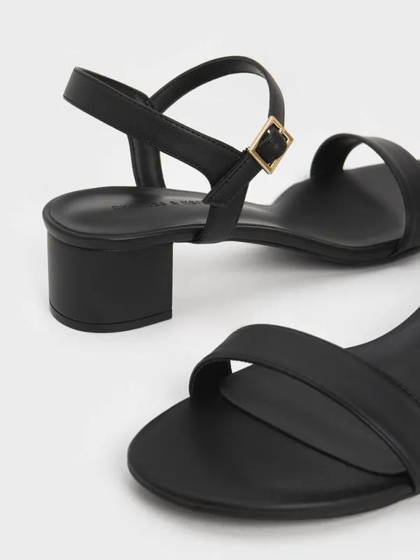 Women Block Heel AnkleStrap Sandals 8211 Black CHARLES and KEITH Heels