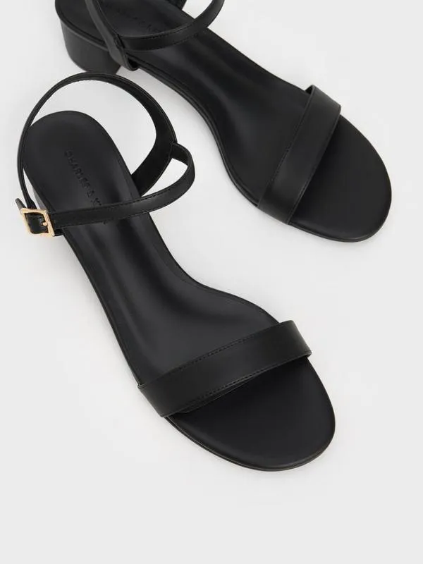 Women Block Heel AnkleStrap Sandals 8211 Black CHARLES and KEITH Heels