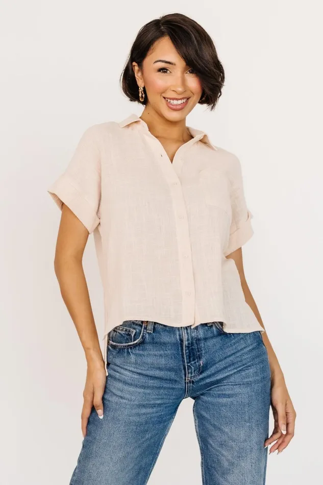 Women Blouses Shirts Baltic Born Hammond Short Sleeve Top Natural