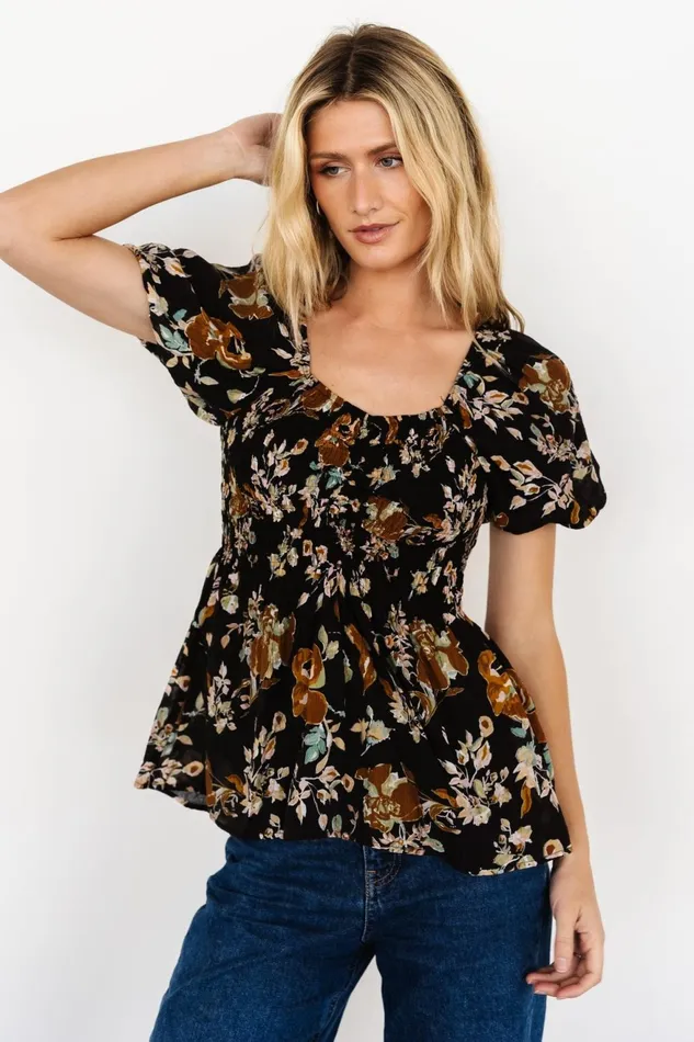 Women Blouses Shirts Baltic Born Leonora Smocked Blouse Black Multi Women Blouses Shirts Baltic Born Leonora Smocked Blouse Black Multi