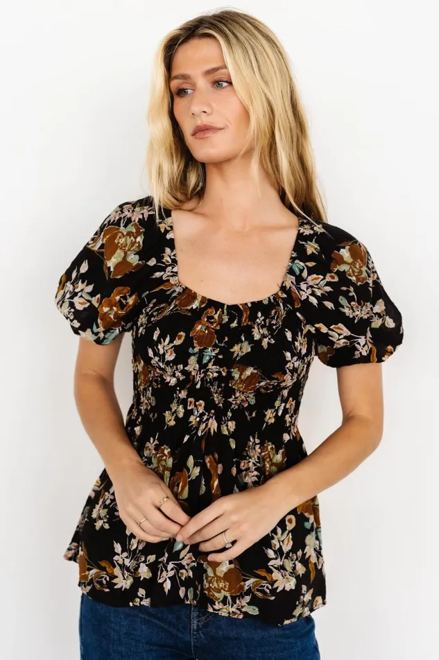 Women Blouses Shirts Baltic Born Leonora Smocked Blouse Black Multi Women Blouses Shirts Baltic Born Leonora Smocked Blouse Black Multi