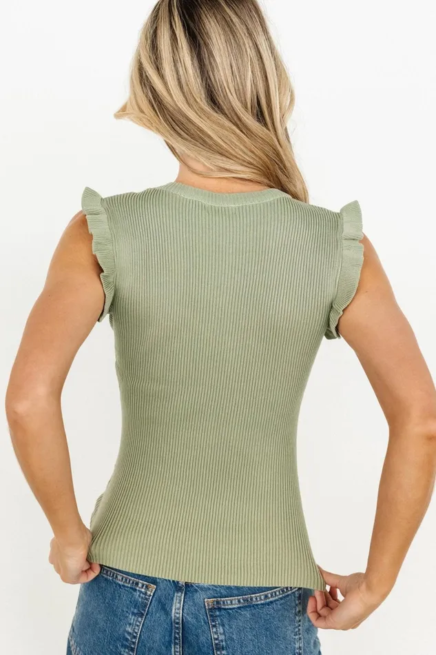 Women Blouses Shirts Baltic Born Shay Ribbed Top Dusty Sage