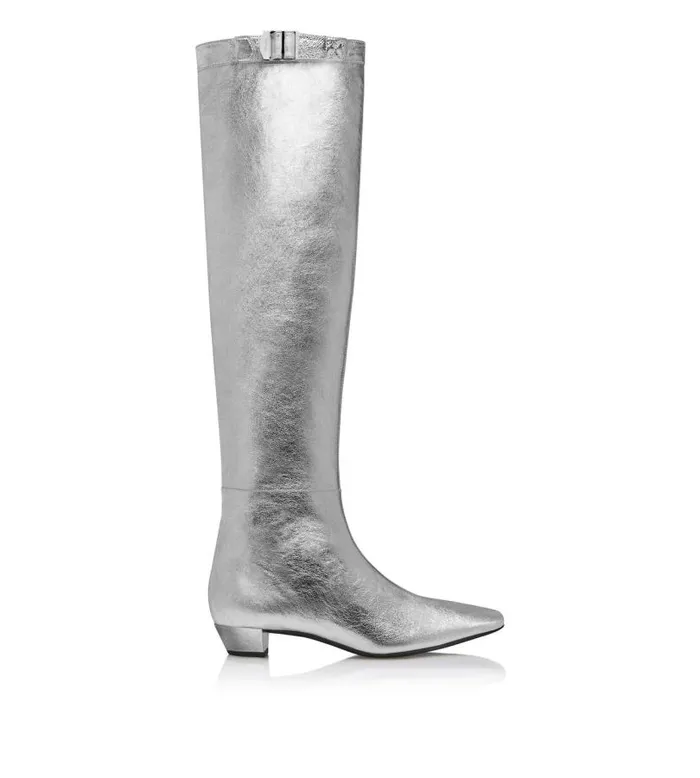 Women Boots Tom Ford Leather Over The Knee Boot Silver