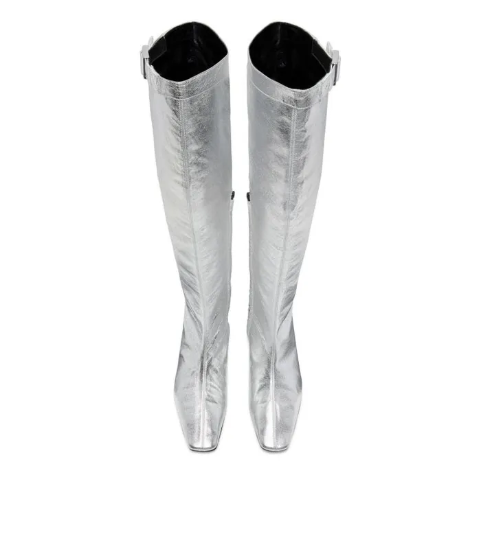 Women Boots Tom Ford Leather Over The Knee Boot Silver Women Boots Tom Ford Leather Over The Knee Boot Silver