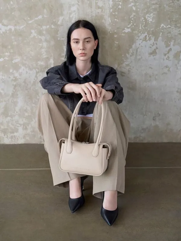 Women Bosie Elongated Top Handle Bag 8211 Oat CHARLES and KEITH Tote Bags